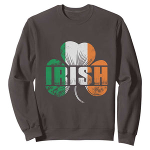 Irish St Patricks Day Shamrock Sweatshirt Retro Clover Ireland Flag Lucky Gifts TS10 Dark Chocolate Print Your Wear