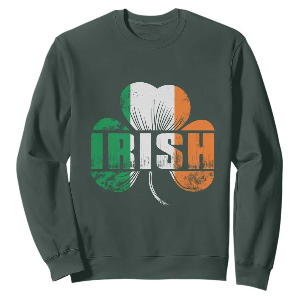 Irish St Patricks Day Shamrock Sweatshirt Retro Clover Ireland Flag Lucky Gifts TS10 Dark Forest Green Print Your Wear