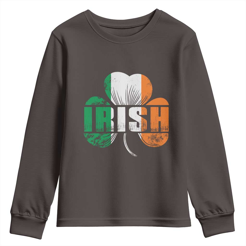 Irish St Patricks Day Shamrock Youth Sweatshirt Retro Clover Ireland Flag Lucky Gifts TS10 Dark Chocolate Print Your Wear