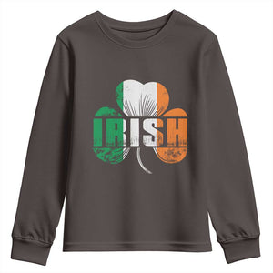 Irish St Patricks Day Shamrock Youth Sweatshirt Retro Clover Ireland Flag Lucky Gifts TS10 Dark Chocolate Print Your Wear