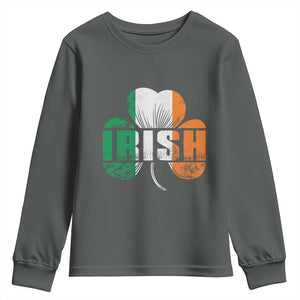 Irish St Patricks Day Shamrock Youth Sweatshirt Retro Clover Ireland Flag Lucky Gifts TS10 Dark Heather Print Your Wear