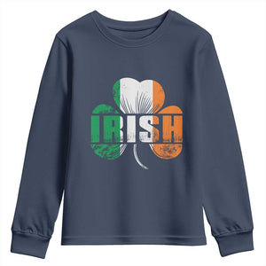 Irish St Patricks Day Shamrock Youth Sweatshirt Retro Clover Ireland Flag Lucky Gifts TS10 Navy Print Your Wear