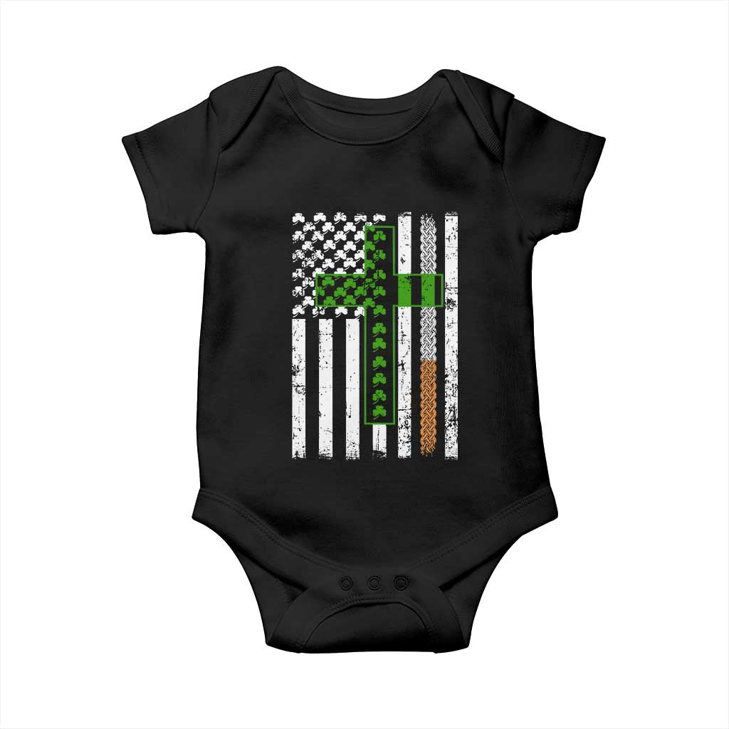 American Flag Shamrocks St Patricks Day Baby Onesie Vintage Irish USA TS10 Black Print Your Wear