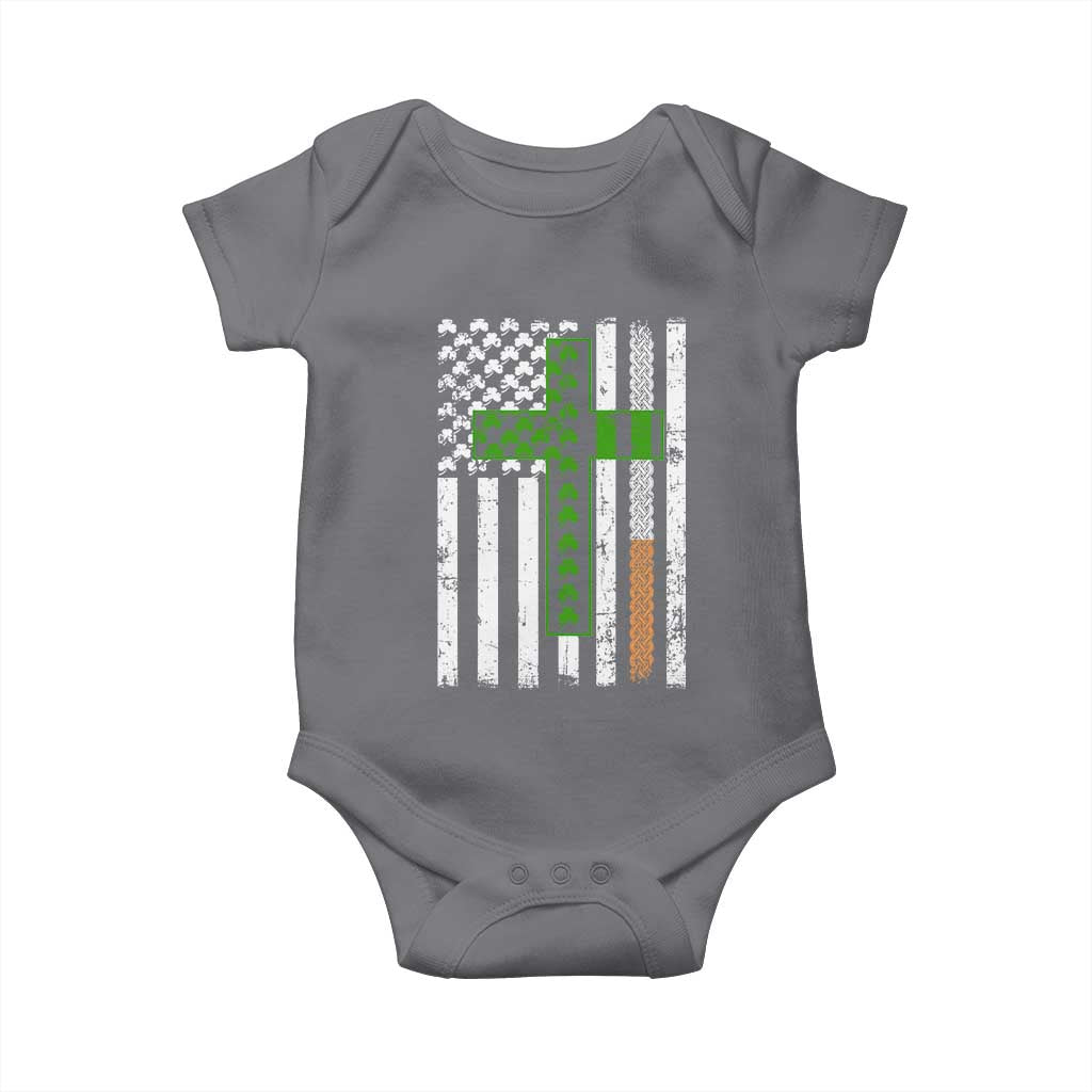 American Flag Shamrocks St Patricks Day Baby Onesie Vintage Irish USA TS10 Charcoal Print Your Wear