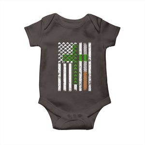 American Flag Shamrocks St Patricks Day Baby Onesie Vintage Irish USA TS10 Dark Chocolate Print Your Wear