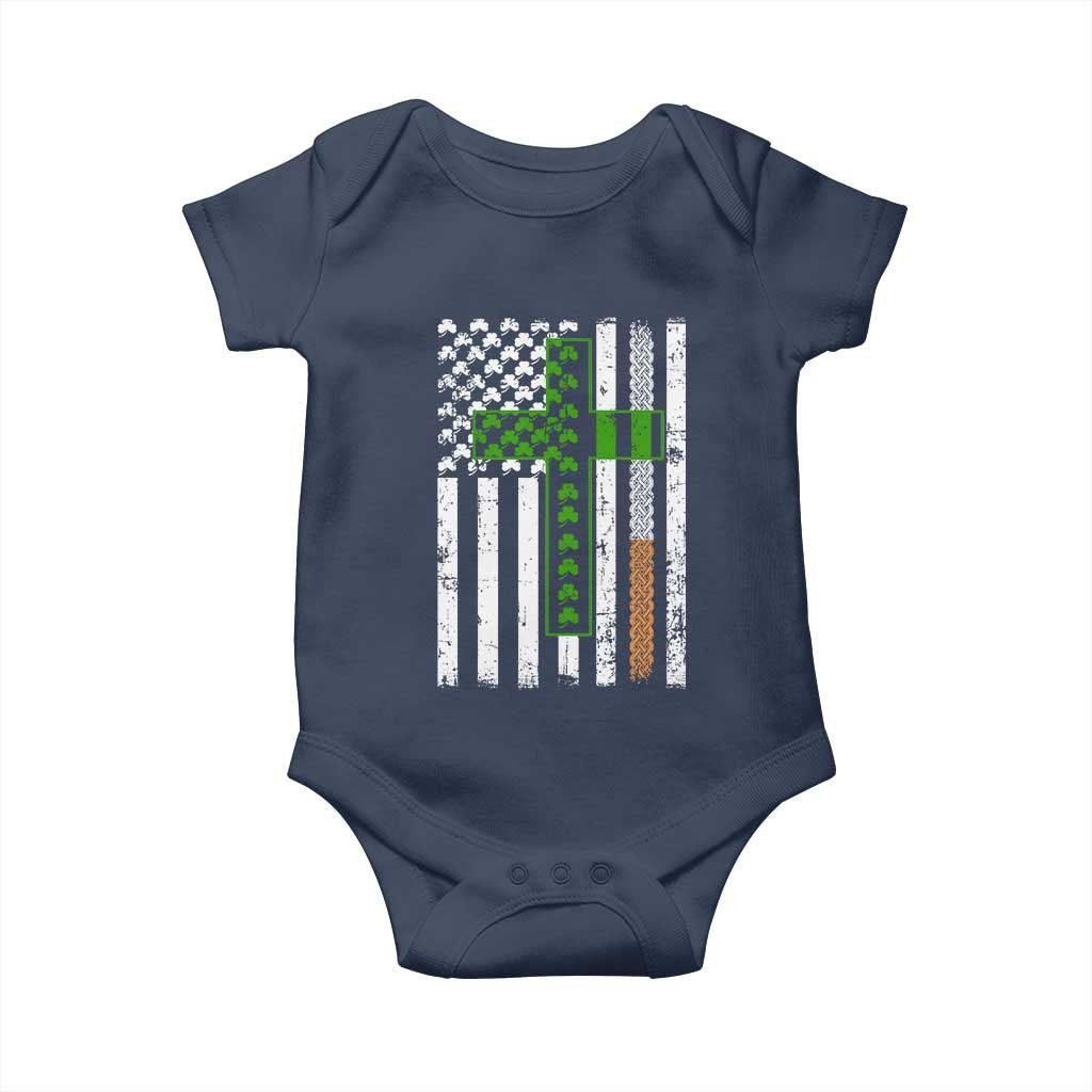 American Flag Shamrocks St Patricks Day Baby Onesie Vintage Irish USA TS10 Navy Print Your Wear