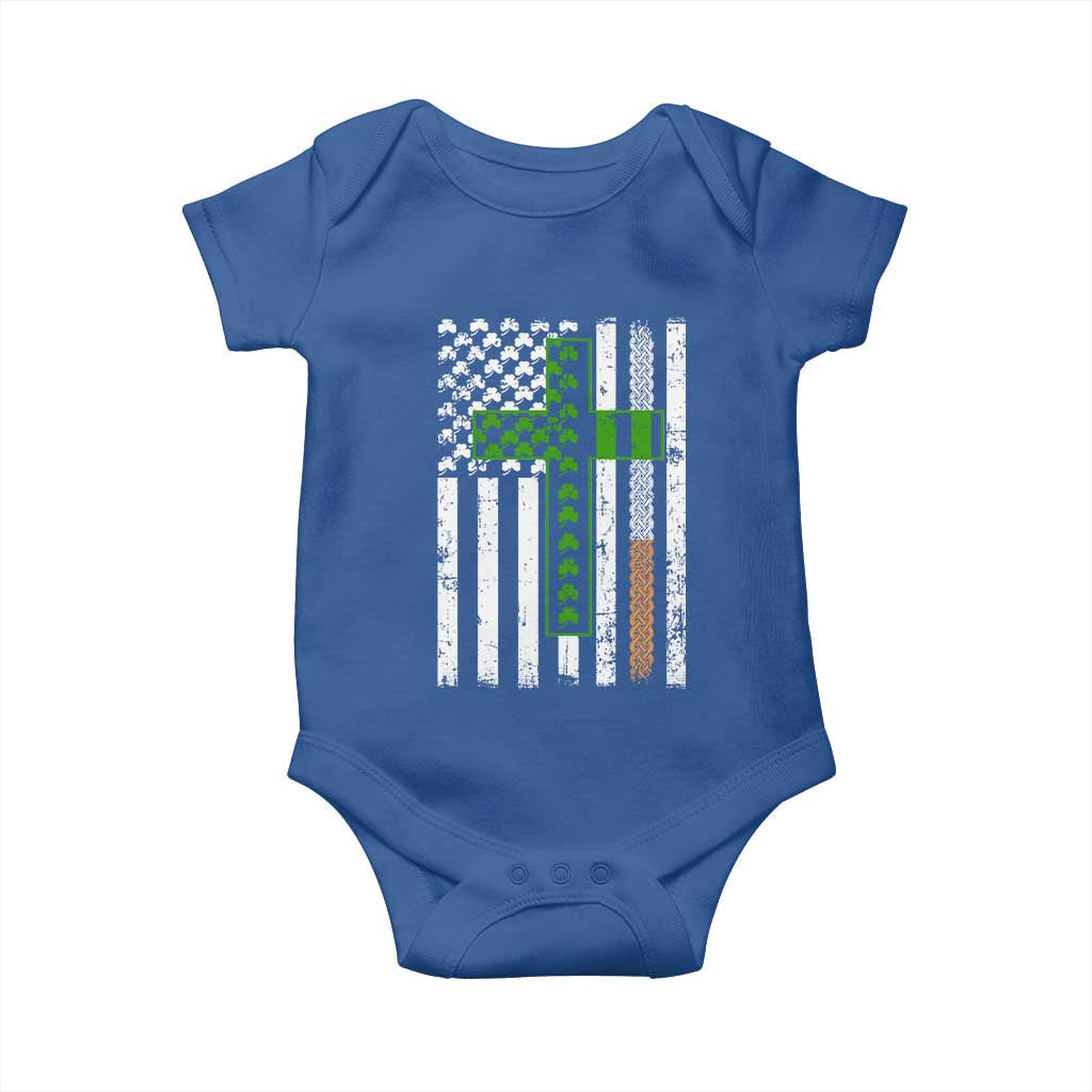 American Flag Shamrocks St Patricks Day Baby Onesie Vintage Irish USA TS10 Royal Blue Print Your Wear