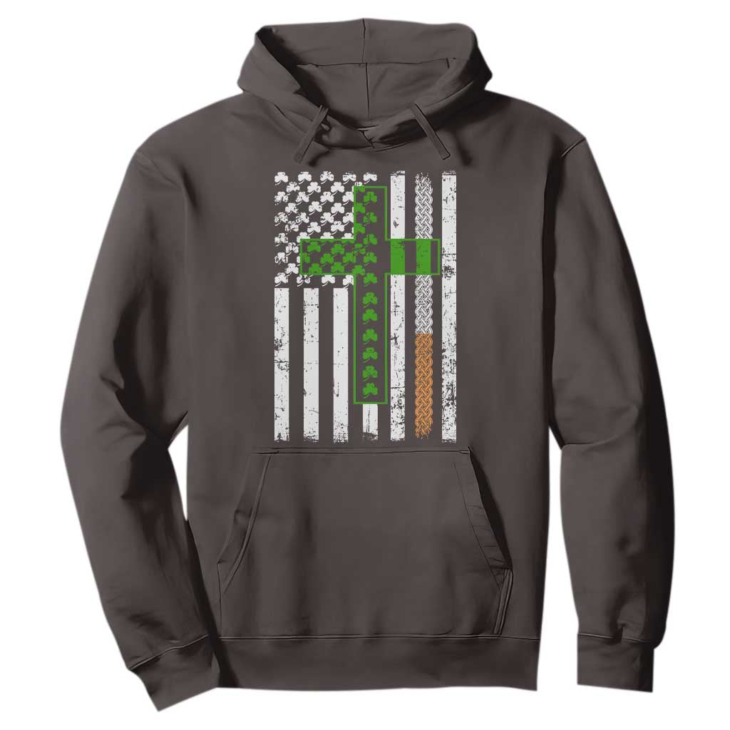 American Flag Shamrocks St Patricks Day Hoodie Vintage Irish USA TS10 Dark Chocolate Print Your Wear