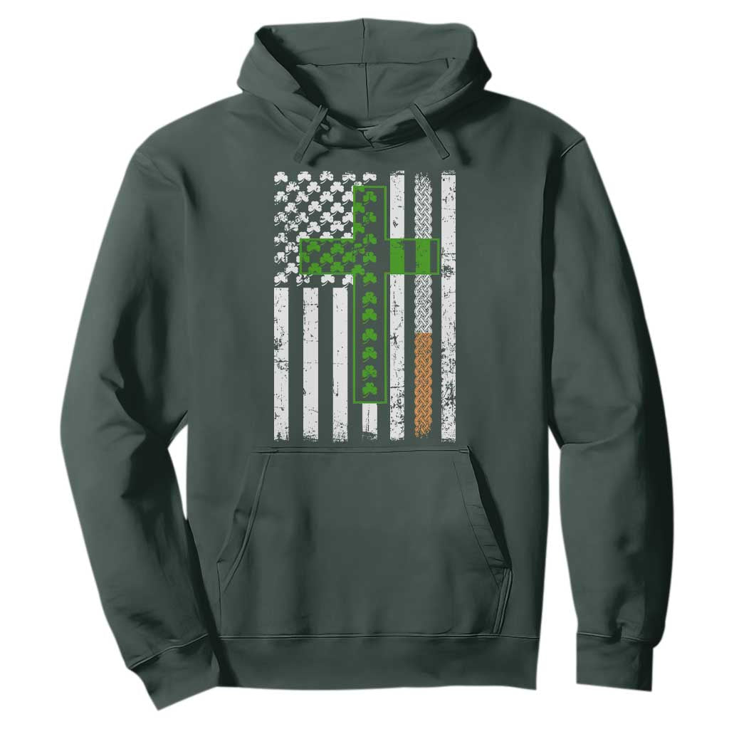 American Flag Shamrocks St Patricks Day Hoodie Vintage Irish USA TS10 Dark Forest Green Print Your Wear