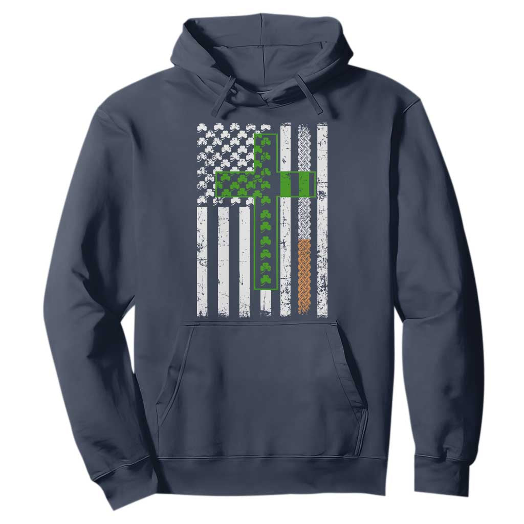 American Flag Shamrocks St Patricks Day Hoodie Vintage Irish USA TS10 Navy Print Your Wear