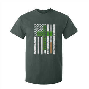 American Flag Shamrocks St Patricks Day T Shirt For Kid Vintage Irish USA TS10 Dark Forest Green Print Your Wear