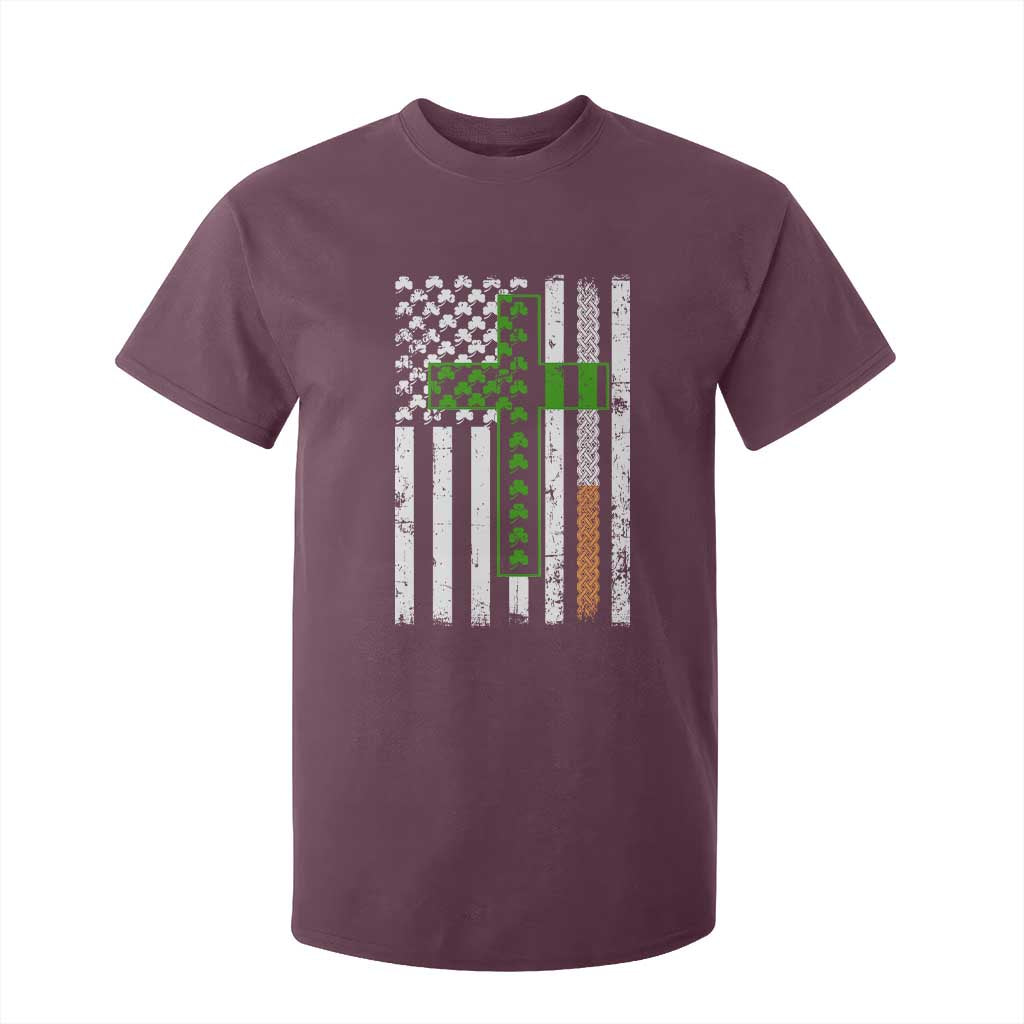 American Flag Shamrocks St Patricks Day T Shirt For Kid Vintage Irish USA TS10 Maroon Print Your Wear