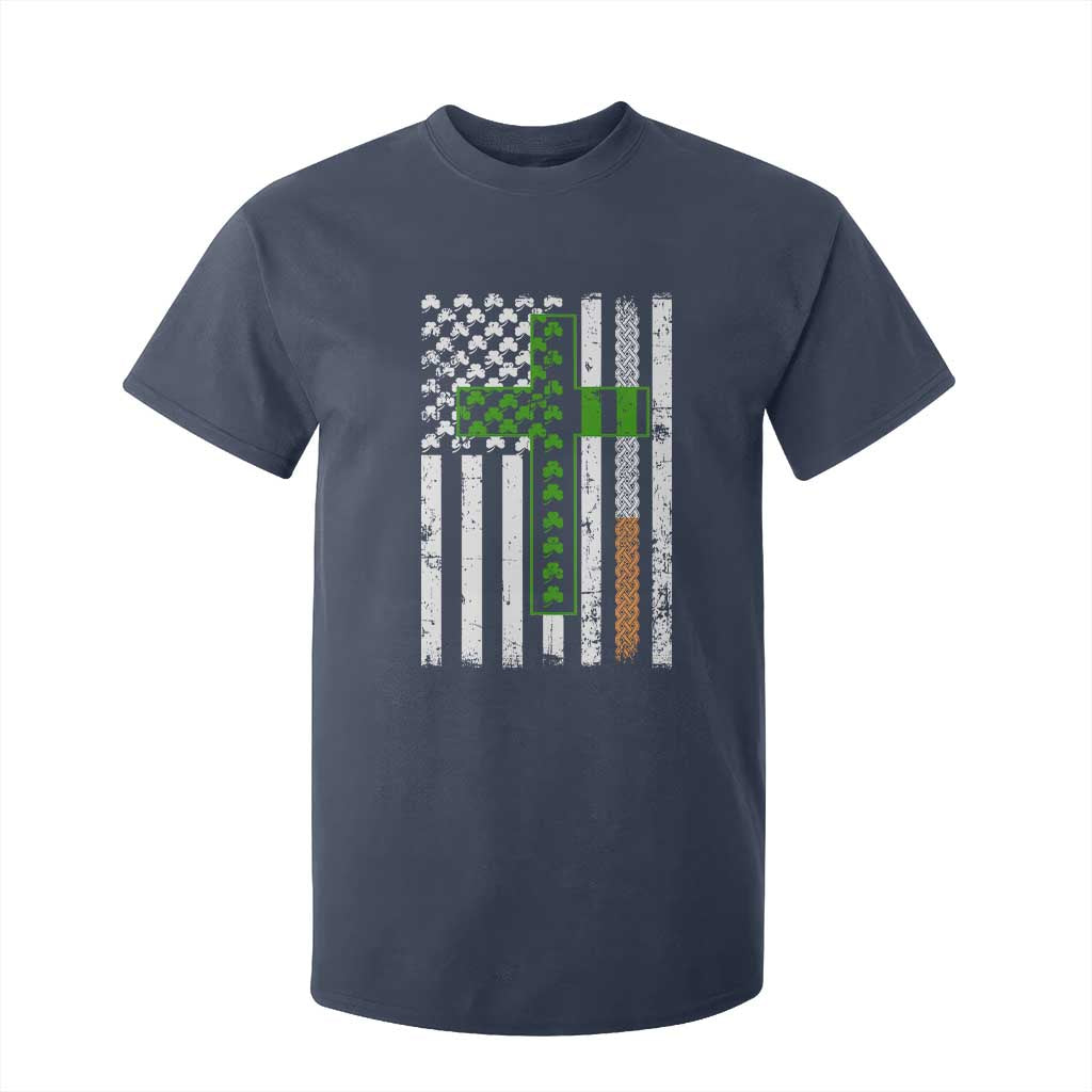 American Flag Shamrocks St Patricks Day T Shirt For Kid Vintage Irish USA TS10 Navy Print Your Wear