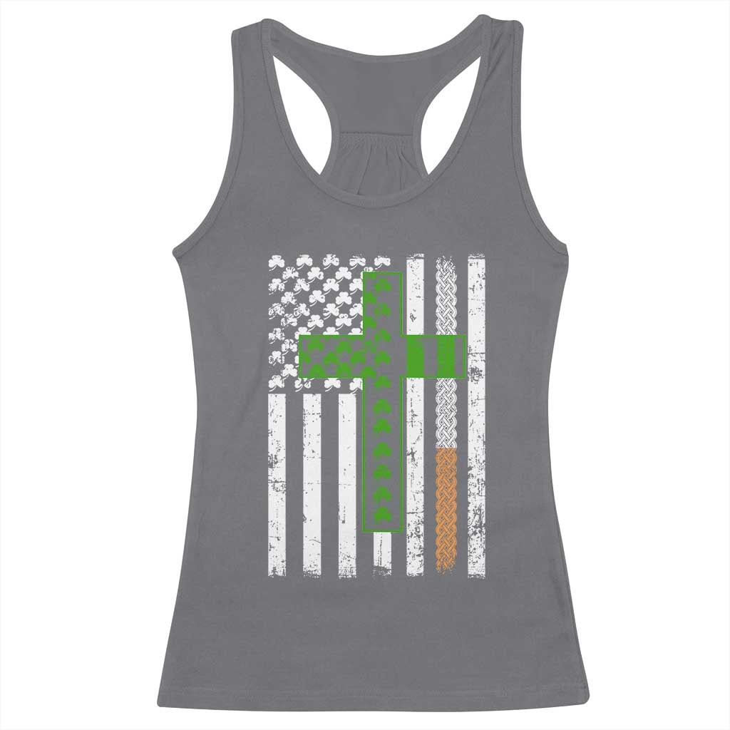 American Flag Shamrocks St Patricks Day Racerback Tank Top Vintage Irish USA TS10 Charcoal Print Your Wear