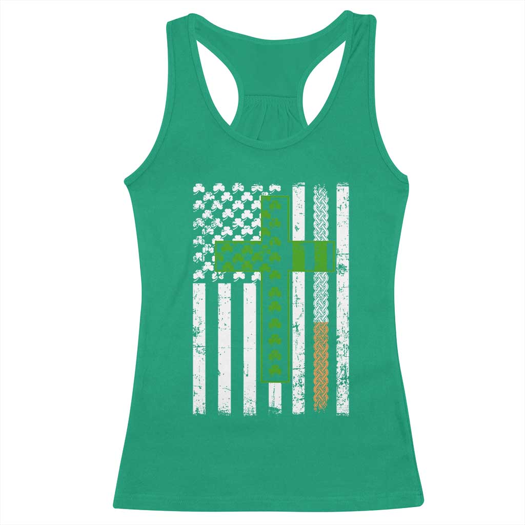 American Flag Shamrocks St Patricks Day Racerback Tank Top Vintage Irish USA TS10 Irish Green Print Your Wear