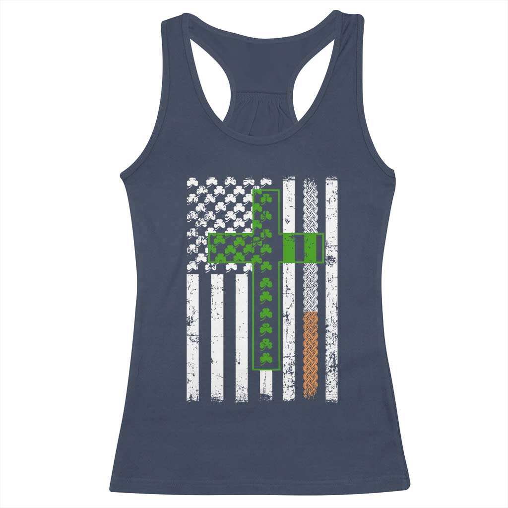 American Flag Shamrocks St Patricks Day Racerback Tank Top Vintage Irish USA TS10 Navy Print Your Wear