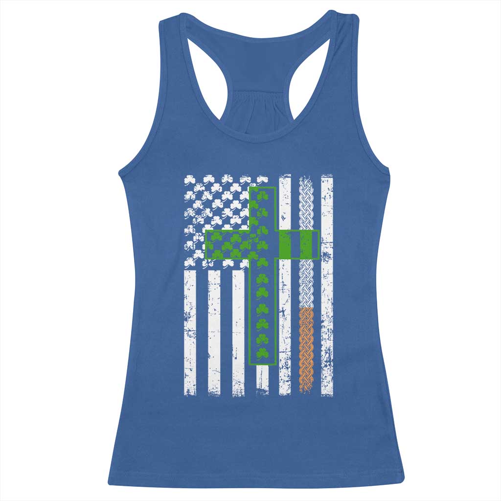 American Flag Shamrocks St Patricks Day Racerback Tank Top Vintage Irish USA TS10 Royal Blue Print Your Wear