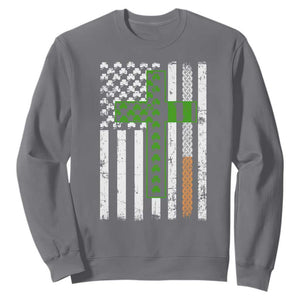 American Flag Shamrocks St Patricks Day Sweatshirt Vintage Irish USA TS10 Charcoal Print Your Wear