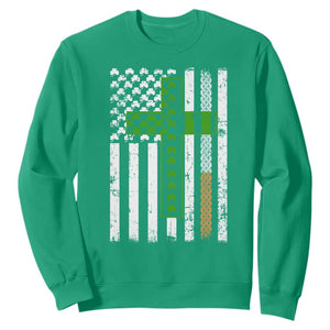 American Flag Shamrocks St Patricks Day Sweatshirt Vintage Irish USA TS10 Irish Green Print Your Wear