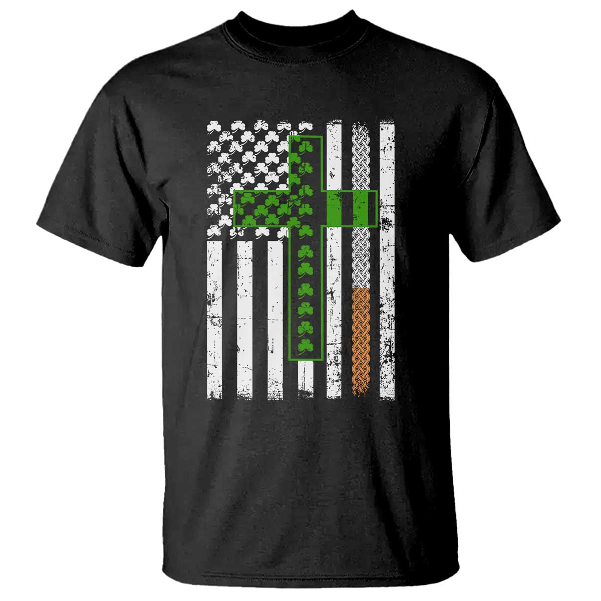 American Flag Shamrocks St Patricks Day T Shirt Vintage Irish USA TS10 Black Print Your Wear