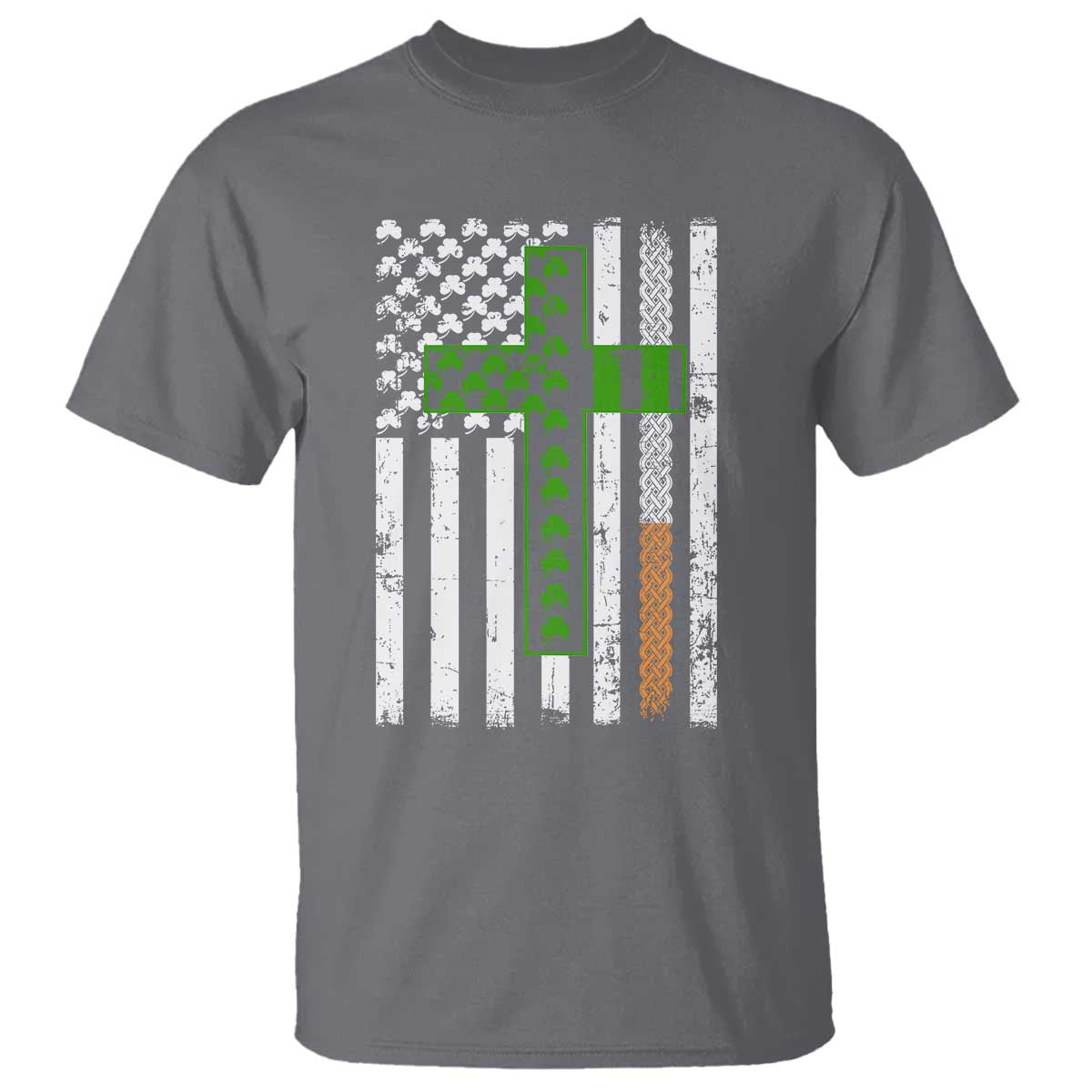 American Flag Shamrocks St Patricks Day T Shirt Vintage Irish USA TS10 Charcoal Print Your Wear