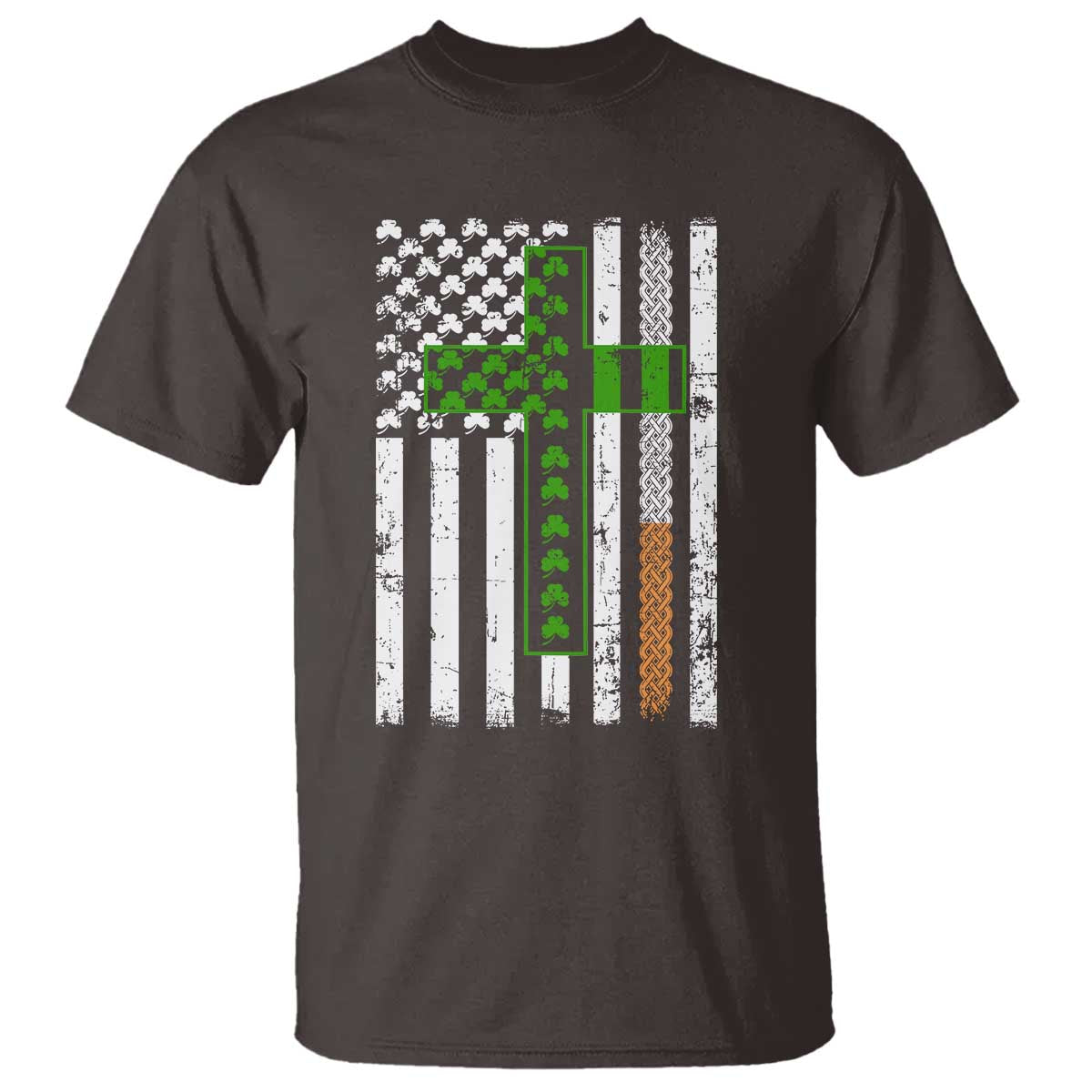 American Flag Shamrocks St Patricks Day T Shirt Vintage Irish USA TS10 Dark Chocolate Print Your Wear