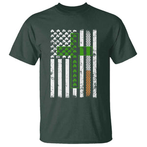 American Flag Shamrocks St Patricks Day T Shirt Vintage Irish USA TS10 Dark Forest Green Print Your Wear