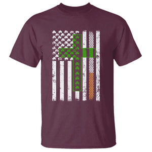 American Flag Shamrocks St Patricks Day T Shirt Vintage Irish USA TS10 Maroon Print Your Wear