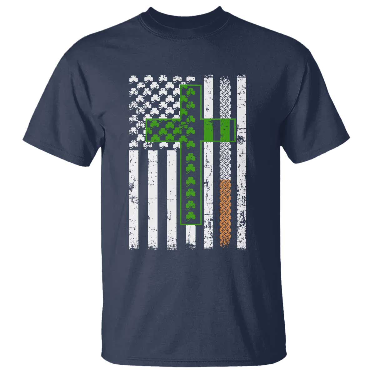 American Flag Shamrocks St Patricks Day T Shirt Vintage Irish USA TS10 Navy Print Your Wear