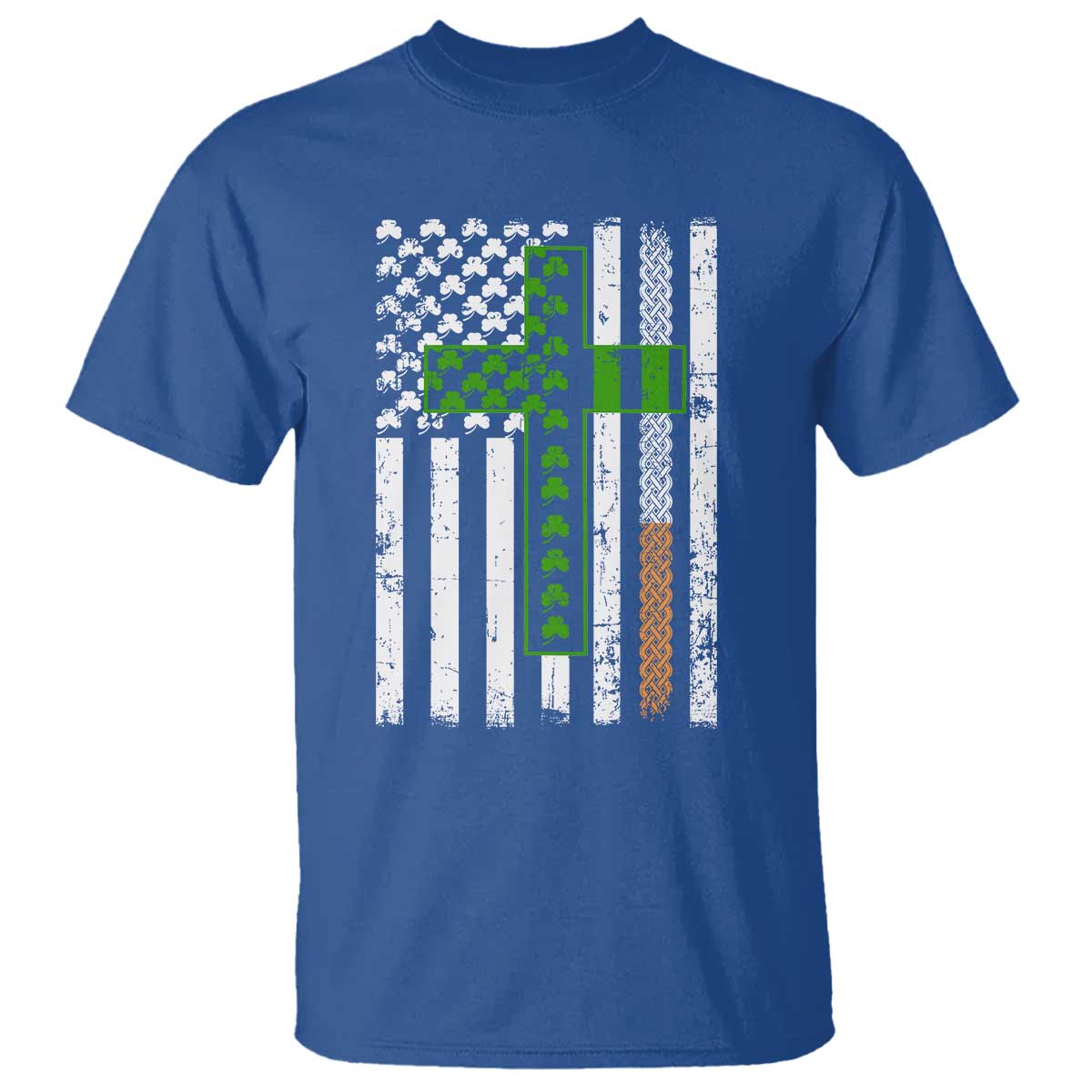 American Flag Shamrocks St Patricks Day T Shirt Vintage Irish USA TS10 Royal Blue Print Your Wear