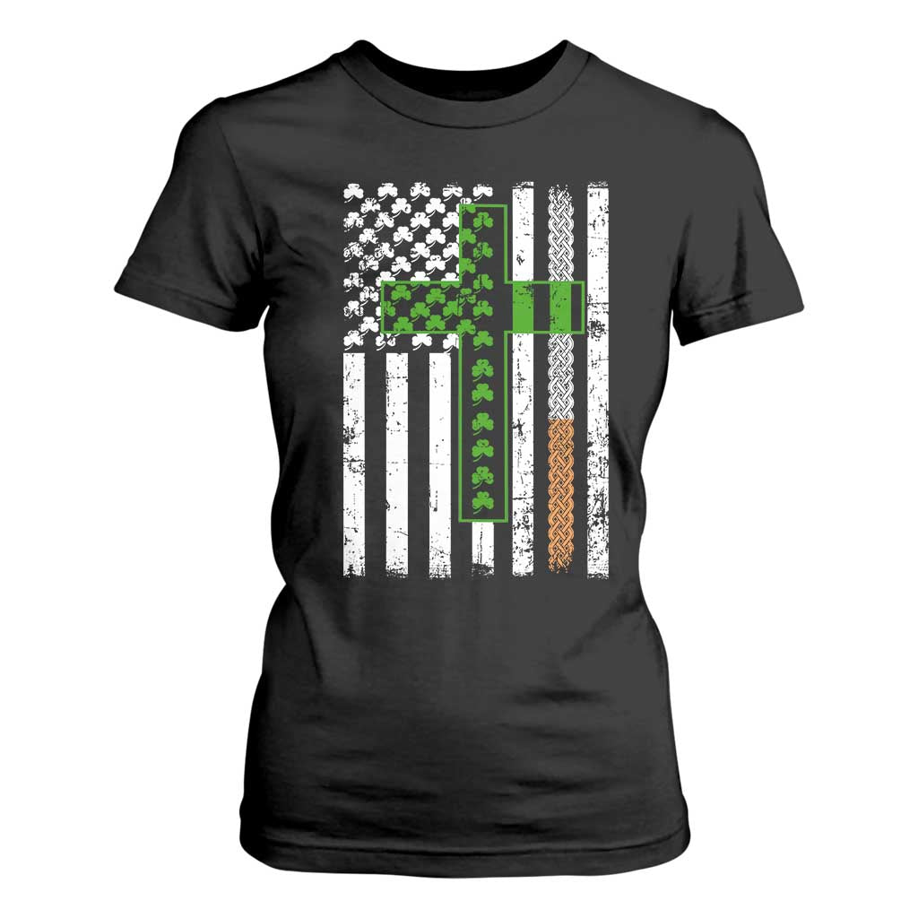 American Flag Shamrocks St Patricks Day T Shirt For Women Vintage Irish USA TS10 Black Print Your Wear