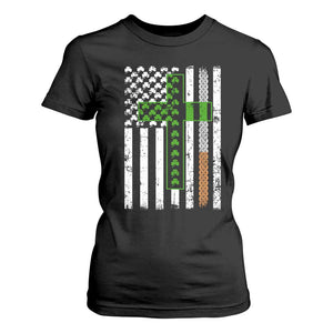 American Flag Shamrocks St Patricks Day T Shirt For Women Vintage Irish USA TS10 Black Print Your Wear