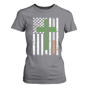 American Flag Shamrocks St Patricks Day T Shirt For Women Vintage Irish USA TS10 Charcoal Print Your Wear