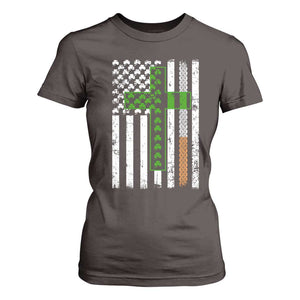 American Flag Shamrocks St Patricks Day T Shirt For Women Vintage Irish USA TS10 Dark Chocolate Print Your Wear