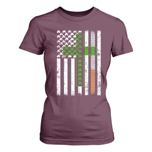 American Flag Shamrocks St Patricks Day T Shirt For Women Vintage Irish USA TS10 Maroon Print Your Wear