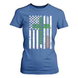 American Flag Shamrocks St Patricks Day T Shirt For Women Vintage Irish USA TS10 Royal Blue Print Your Wear