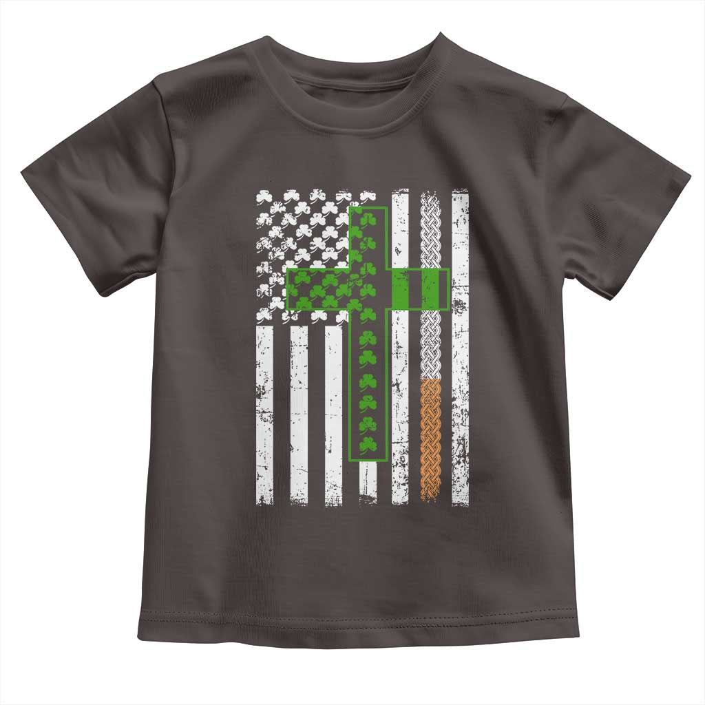 American Flag Shamrocks St Patricks Day Toddler T Shirt Vintage Irish USA TS10 Dark Chocolate Print Your Wear