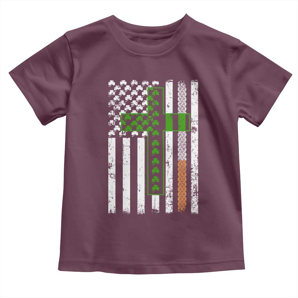 American Flag Shamrocks St Patricks Day Toddler T Shirt Vintage Irish USA TS10 Maroon Print Your Wear