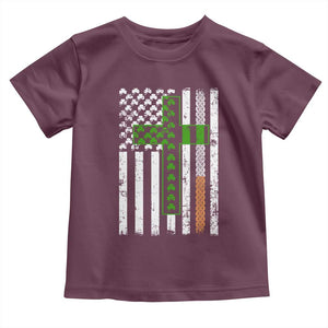 American Flag Shamrocks St Patricks Day Toddler T Shirt Vintage Irish USA TS10 Maroon Print Your Wear