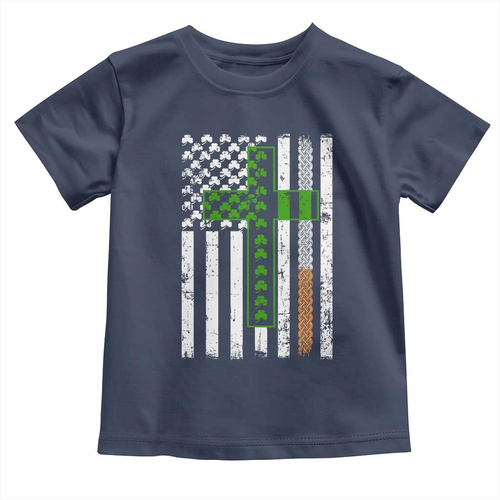 American Flag Shamrocks St Patricks Day Toddler T Shirt Vintage Irish USA TS10 Navy Print Your Wear