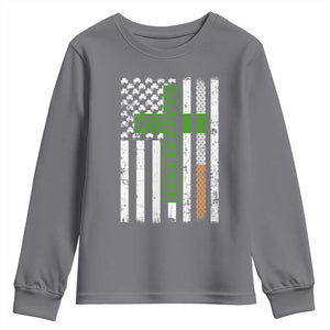 American Flag Shamrocks St Patricks Day Youth Sweatshirt Vintage Irish USA TS10 Charcoal Print Your Wear