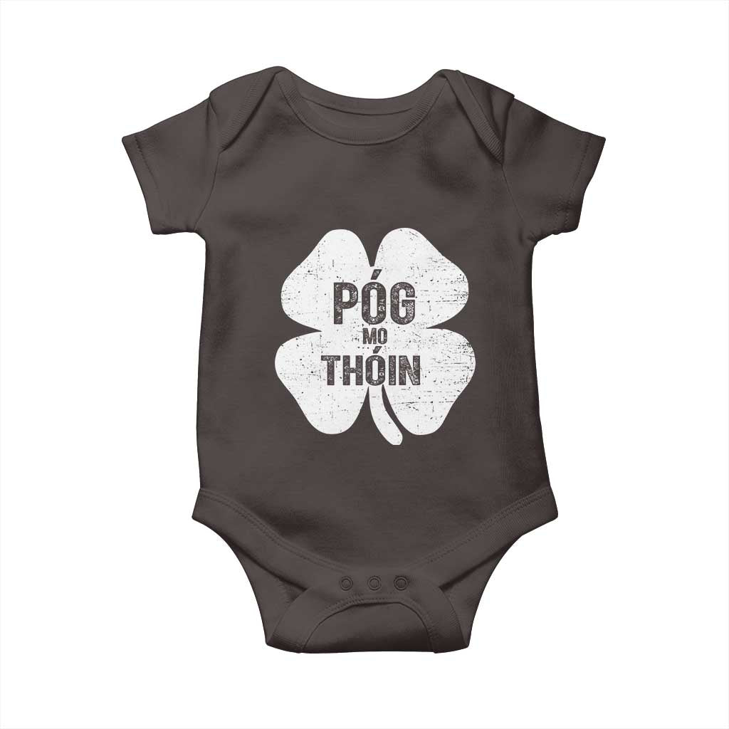 Funny Irish St Patricks Day Baby Onesie Shamrock Gaelic Saying Pog Mo Thoin TS10 Dark Chocolate Print Your Wear
