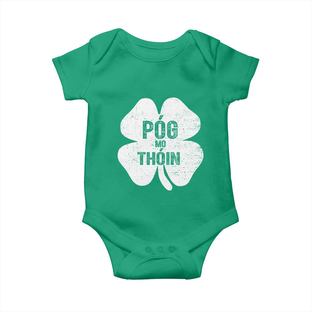Funny Irish St Patricks Day Baby Onesie Shamrock Gaelic Saying Pog Mo Thoin TS10 Irish Green Print Your Wear