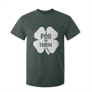 Funny Irish St Patricks Day T Shirt For Kid Shamrock Gaelic Saying Pog Mo Thoin TS10 Dark Forest Green Print Your Wear