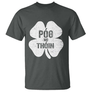 Funny Irish St Patricks Day T Shirt Shamrock Gaelic Saying Pog Mo Thoin TS10 Dark Heather Print Your Wear
