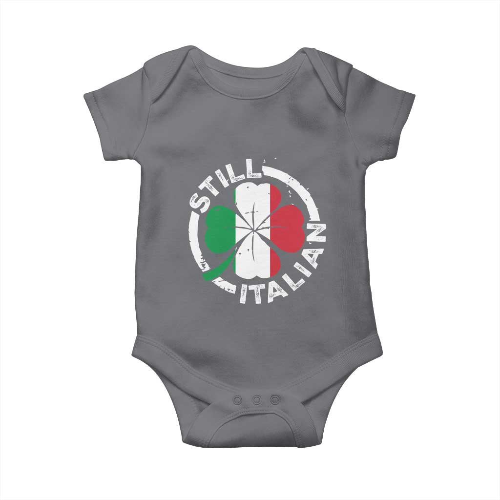 Funny Italian St Patrick's Day Baby Onesie Lucky Shamrock Italy Flag TS10 Charcoal Print Your Wear