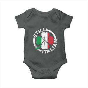 Funny Italian St Patrick's Day Baby Onesie Lucky Shamrock Italy Flag TS10 Dark Heather Print Your Wear