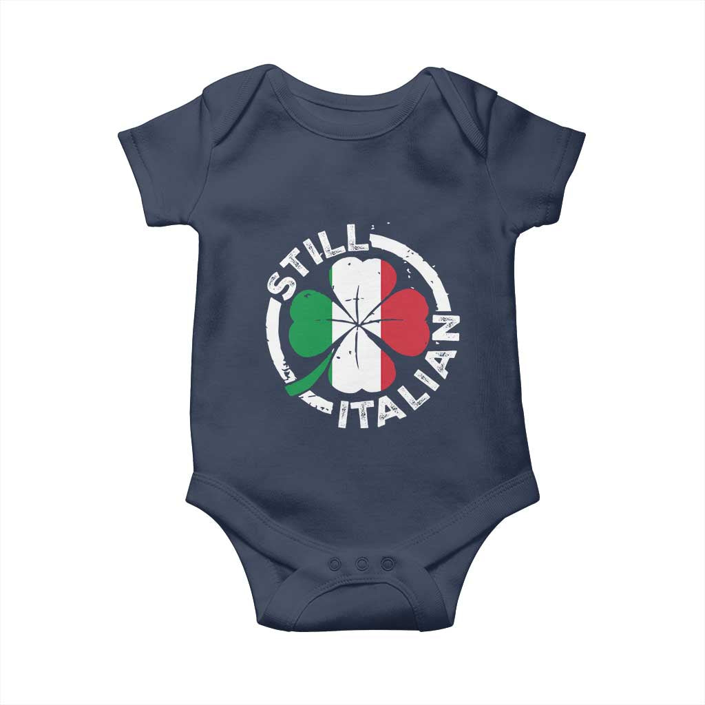 Funny Italian St Patrick's Day Baby Onesie Lucky Shamrock Italy Flag TS10 Navy Print Your Wear
