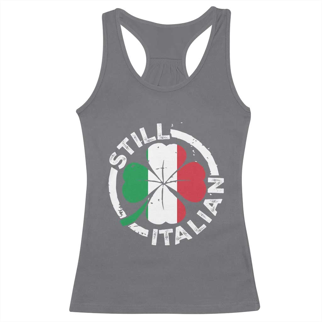 Funny Italian St Patrick's Day Racerback Tank Top Lucky Shamrock Italy Flag TS10 Charcoal Print Your Wear