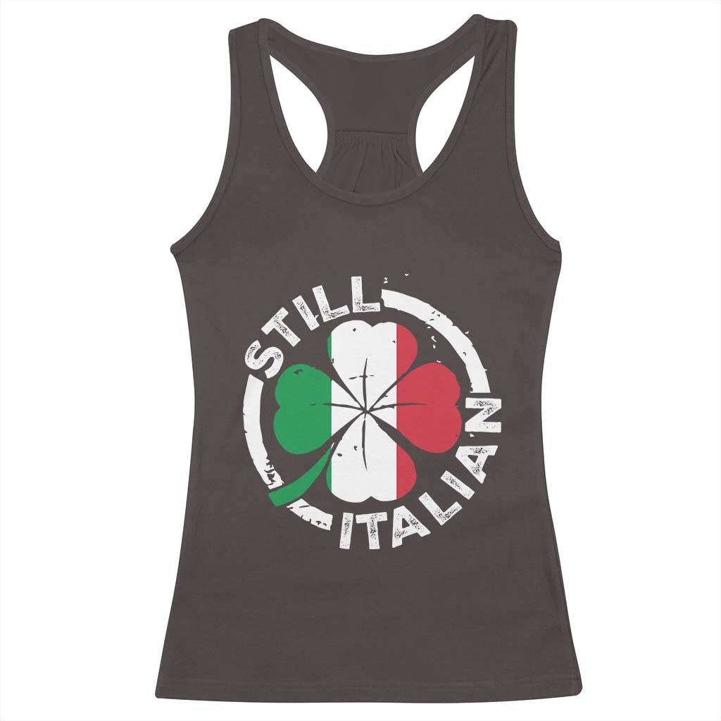 Funny Italian St Patrick's Day Racerback Tank Top Lucky Shamrock Italy Flag TS10 Dark Chocolate Print Your Wear